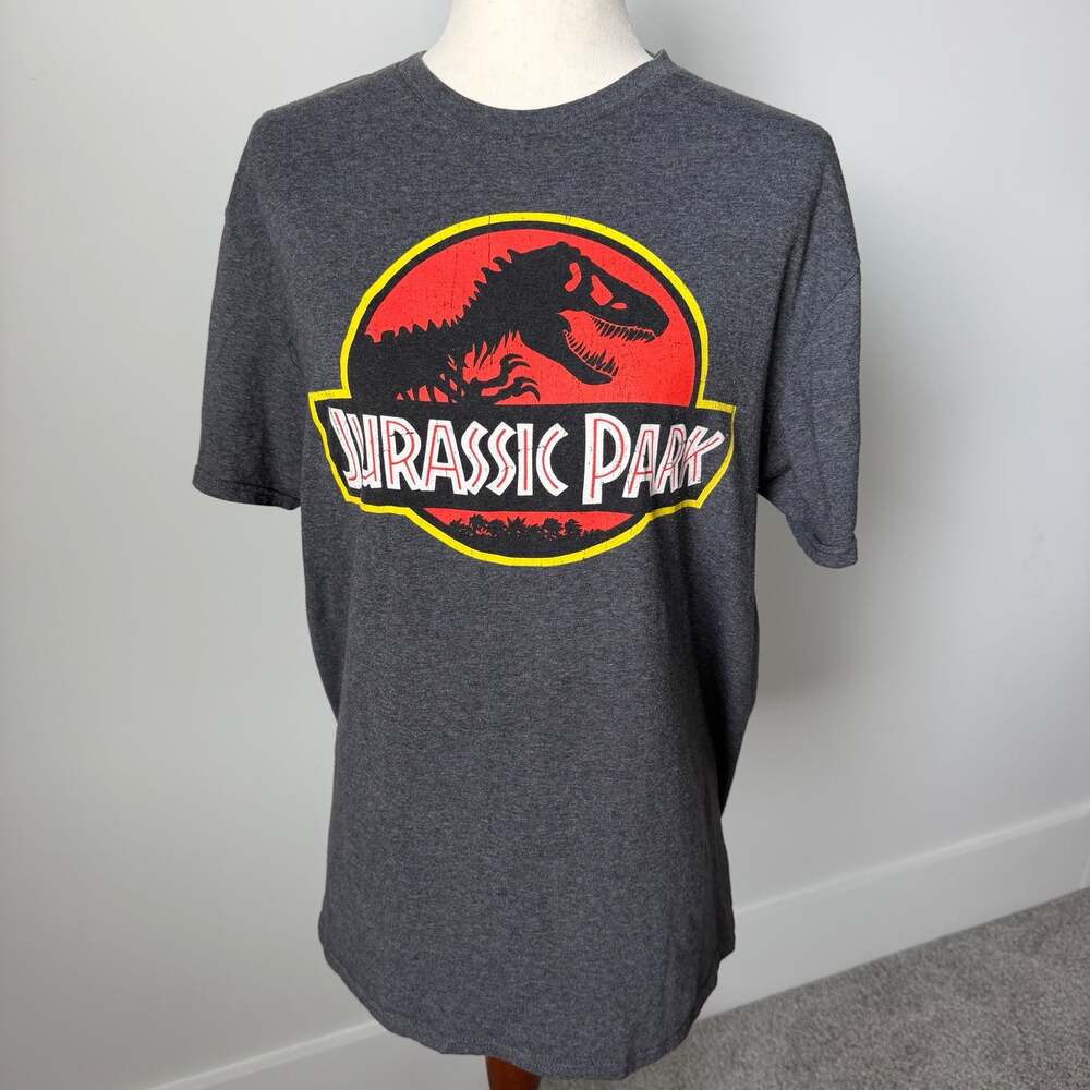 Mad Engine Jurassic Park Logo Charcoal Heather T-Shirt